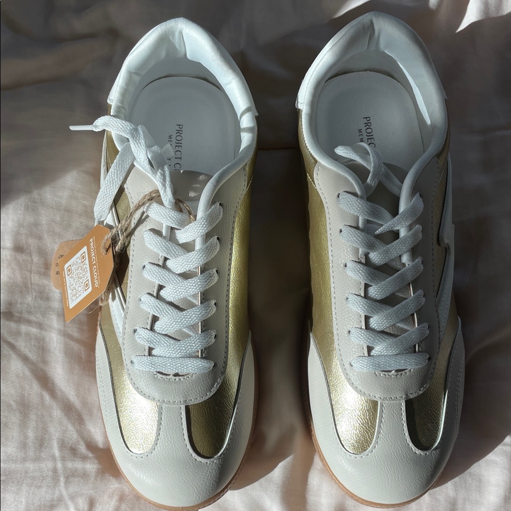 Project Cloud White and Gold Women's Sneakers